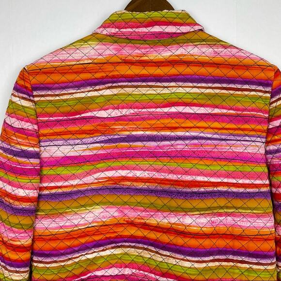 Maggy London | Bright Rainbow Striped Quilted Silk Vintage Jacket - Picture 4 of 9